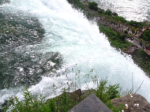 close up of water going over the falls