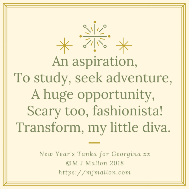 An aspiration,To study, seek adventure, A huge opportunity, Scary too, fashionista's!Transform, my little d