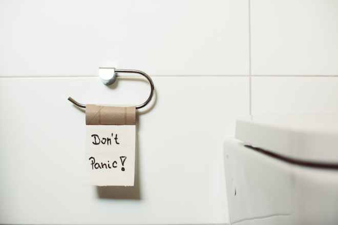 don t panic text on tissue paper